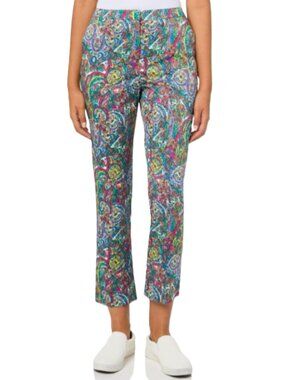 Tommy Hilfiger Paisley Print Cotton Stretch Leg Ankle Pants Size 10